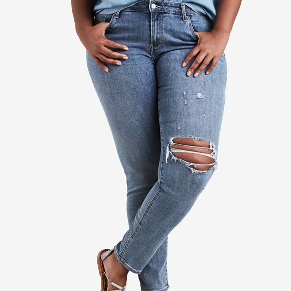 Levis 71 Plus Size Skinny Ripped Jeans 